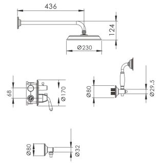 Душевая система Rose R0235E золото